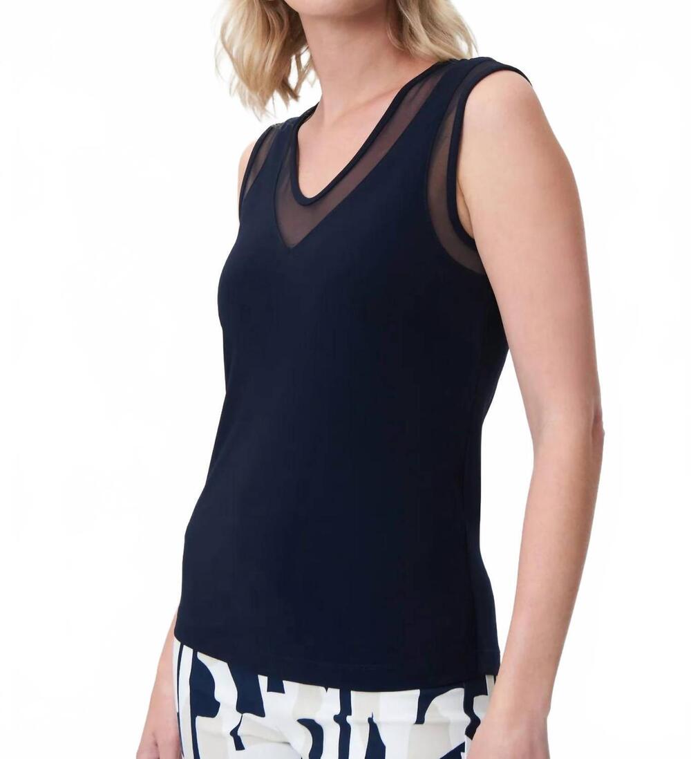 NEW JOSEPH RIBKOFF mesh detail tank in navy